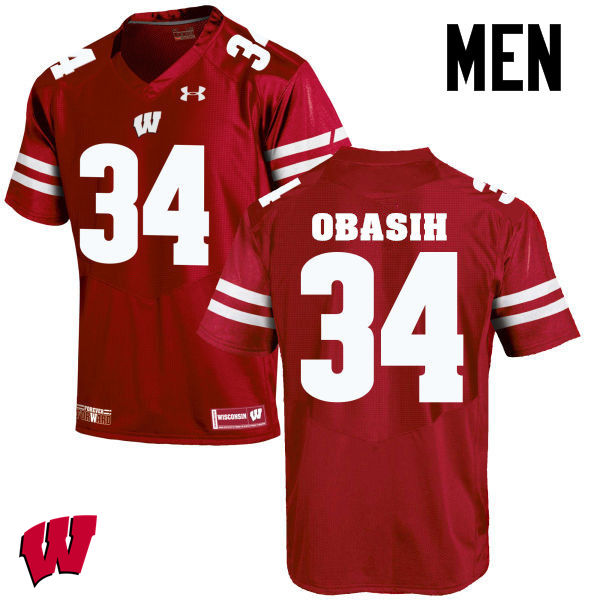 Wisconsin Badgers Men's #34 Chikwe Obasih NCAA Under Armour Authentic Red College Stitched Football Jersey KS40V10QY
